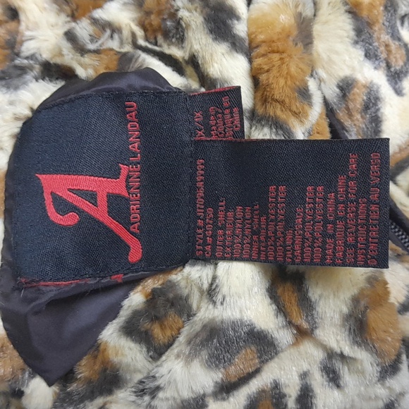 Adrienne Landau Faux Fur Safari Vest 1X Brown Cream - Picture 4 of 5